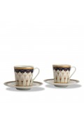 İkili Porselen Desenli Kahve Fincanı
