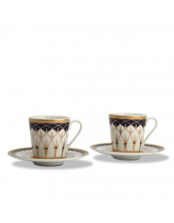 İkili Porselen Desenli Kahve Fincanı